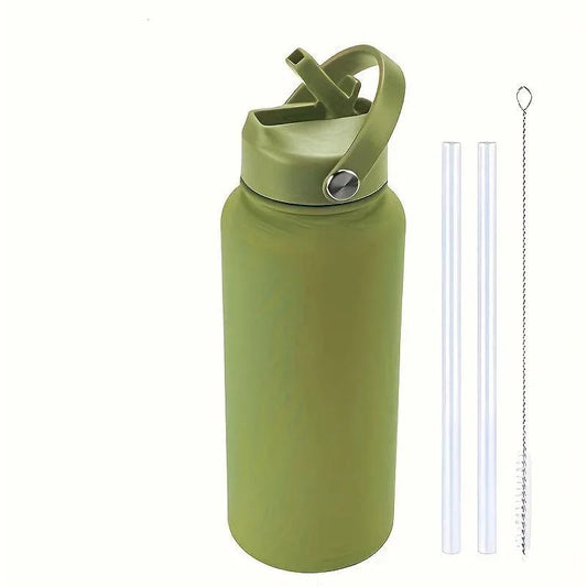40 Oz Stainless Steel Sports Water Bottle With Straw Insulation, With 3 Lids ,straw Lid, Water Cup Lid,Please Note That This Product Is Shipped By Yourself For The Average Shipping Cost - THE MILE MAKER DRIVER SHOP