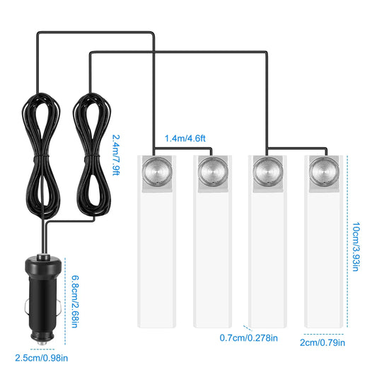 4Pcs Car Interior LED Atmosphere Light Car Charge Decorative Lamp DC 12V Blue Light - THE MILE MAKER DRIVER SHOP