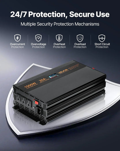 Sump Pump Battery Backup System 1500W LCD Auto Switches To Battery Inverter - THE MILE MAKER DRIVER SHOP