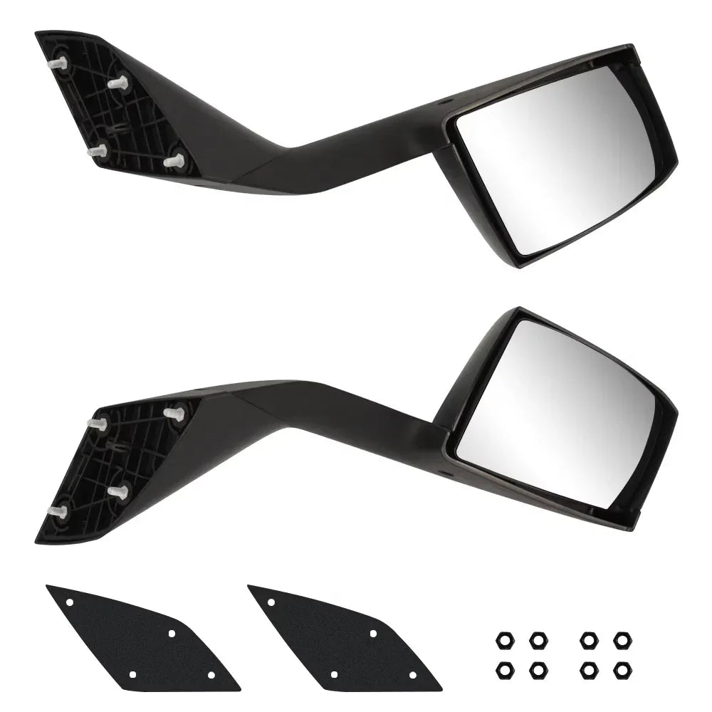 Black Hood Mirrors Assembly Pair Set Replacement With Mounting Kit Fit For Volvo VNL 2000-2015 Accessories Driver And Passenger Side - THE MILE MAKER DRIVER SHOP