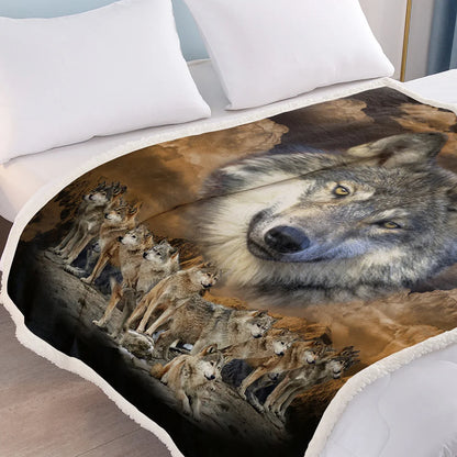 Indian Wolf Sherpa Fleece Blanket Native American Wolf Cozy Warm Fluffy Plush Blanket For Bed Couch Chair Living Room Decor 50x60 Inch 60x80 Inch - THE MILE MAKER DRIVER SHOP
