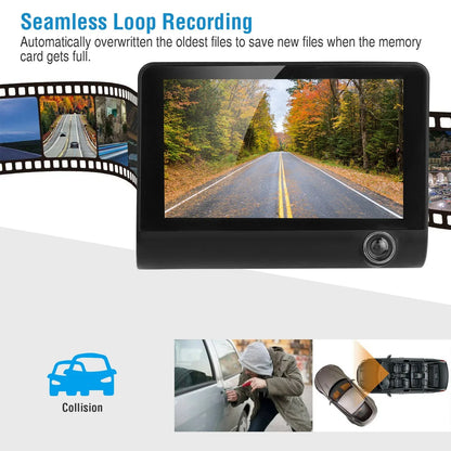 1296P Car DVR Dash Camera 4In 3 Lens Vehicle Driving Recorder Seamless Recording - THE MILE MAKER DRIVER SHOP