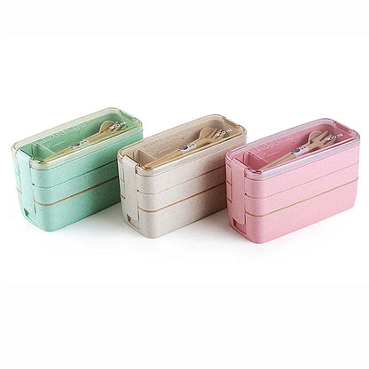 Square Double Three-layer Wheat Straw Fiber Plastic Lunch Box - THE MILE MAKER DRIVER SHOP