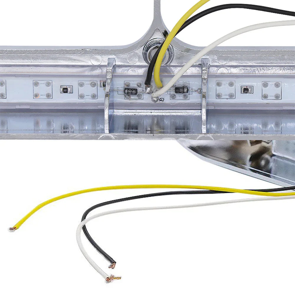 Chrome Rectangular Dual Headlight Bezels With Amber Lens , Amber LED 2Pcs - THE MILE MAKER DRIVER SHOP