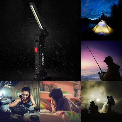 Rechargeable LED Work Light - 360 Degree Rotating Magnetic Base, Handheld Portable Light For Car Maintenance, Mechanical Work, Camping, Emergency - 5 Light Modes - THE MILE MAKER DRIVER SHOP