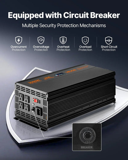 Sump Pump Battery Backup System 3000W LCD Auto Switches To Battery Inverter - THE MILE MAKER DRIVER SHOP