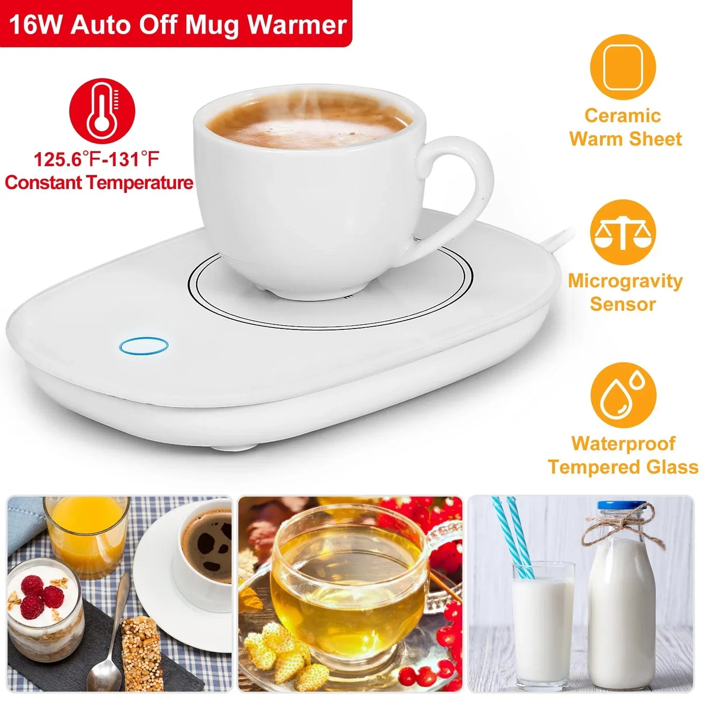 1Pc Coffee Mug Warmer Cup Warmer Auto Shut Off Coffee Tea Milk Electric Heater Pad Office Home Desk Electric Beverage Warmer Mat - THE MILE MAKER DRIVER SHOP