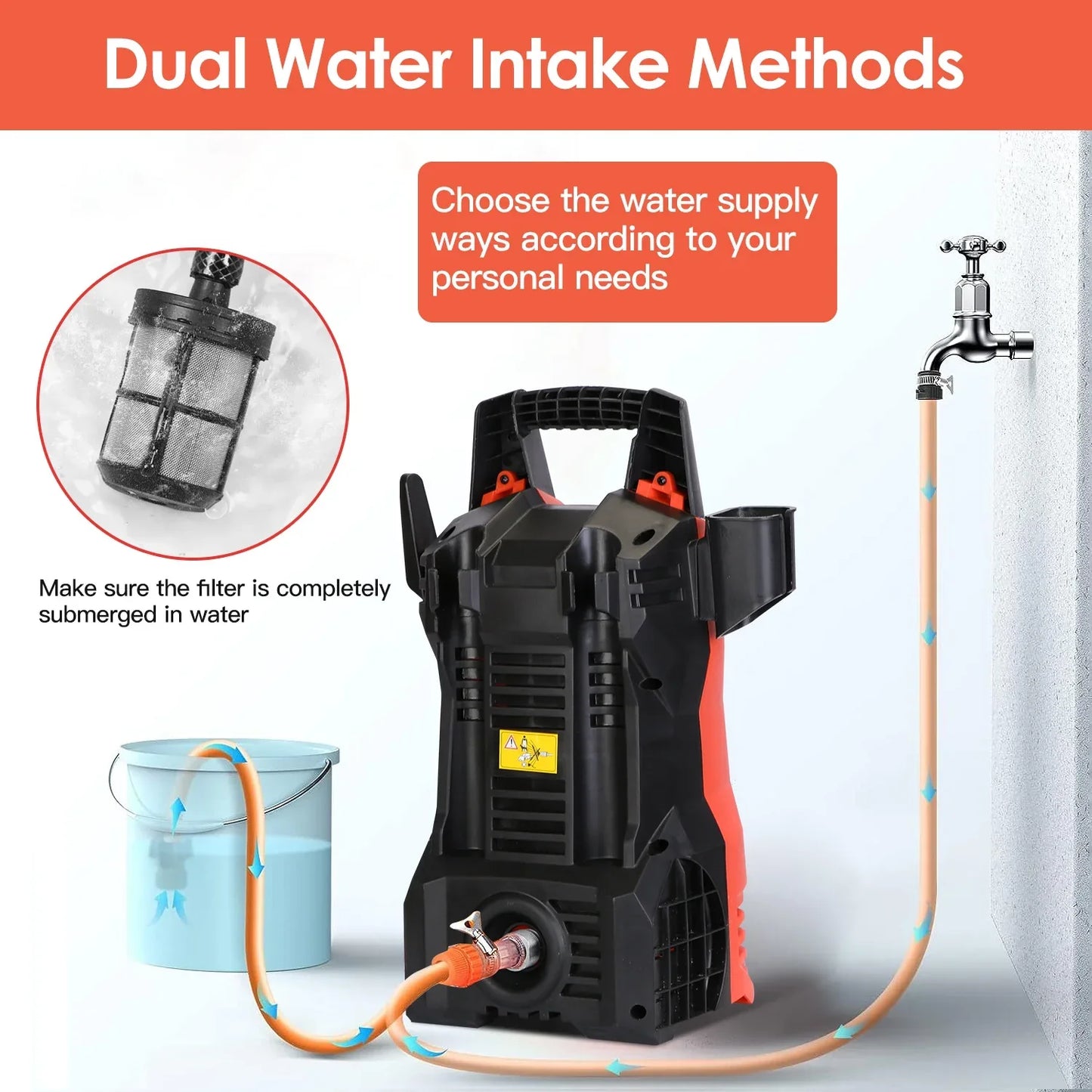 1Pc Electric High Pressure Washer 1740PSI Powerful Car Washer Pressure Cleaner With Adjustable Spray Nozzle Soap Dispenser IPX5 Waterproof For Patio Garden Driveway - THE MILE MAKER DRIVER SHOP