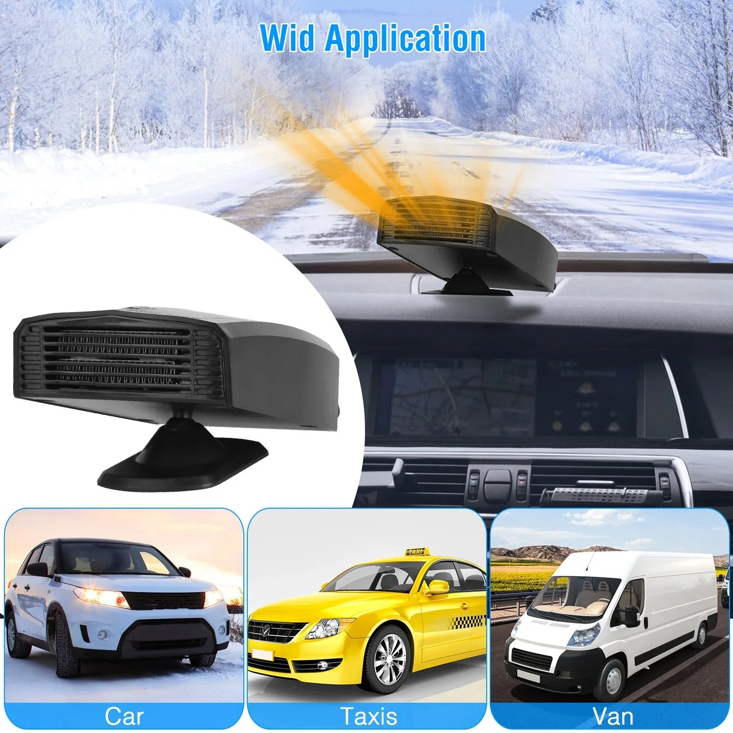 24V 180W OR 12V 150W Portable Car Heater Heating Fan 2 In 1 Defroster Defogger Demister Windshield Heater Automotive Cooling Fan With 360 Degree Rotating Base - THE MILE MAKER DRIVER SHOP