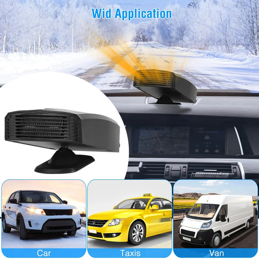 24V 180W OR 12V 150W Portable Car Heater Heating Fan 2 In 1 Defroster Defogger Demister Windshield Heater Automotive Cooling Fan With 360 Degree Rotating Base - THE MILE MAKER DRIVER SHOP
