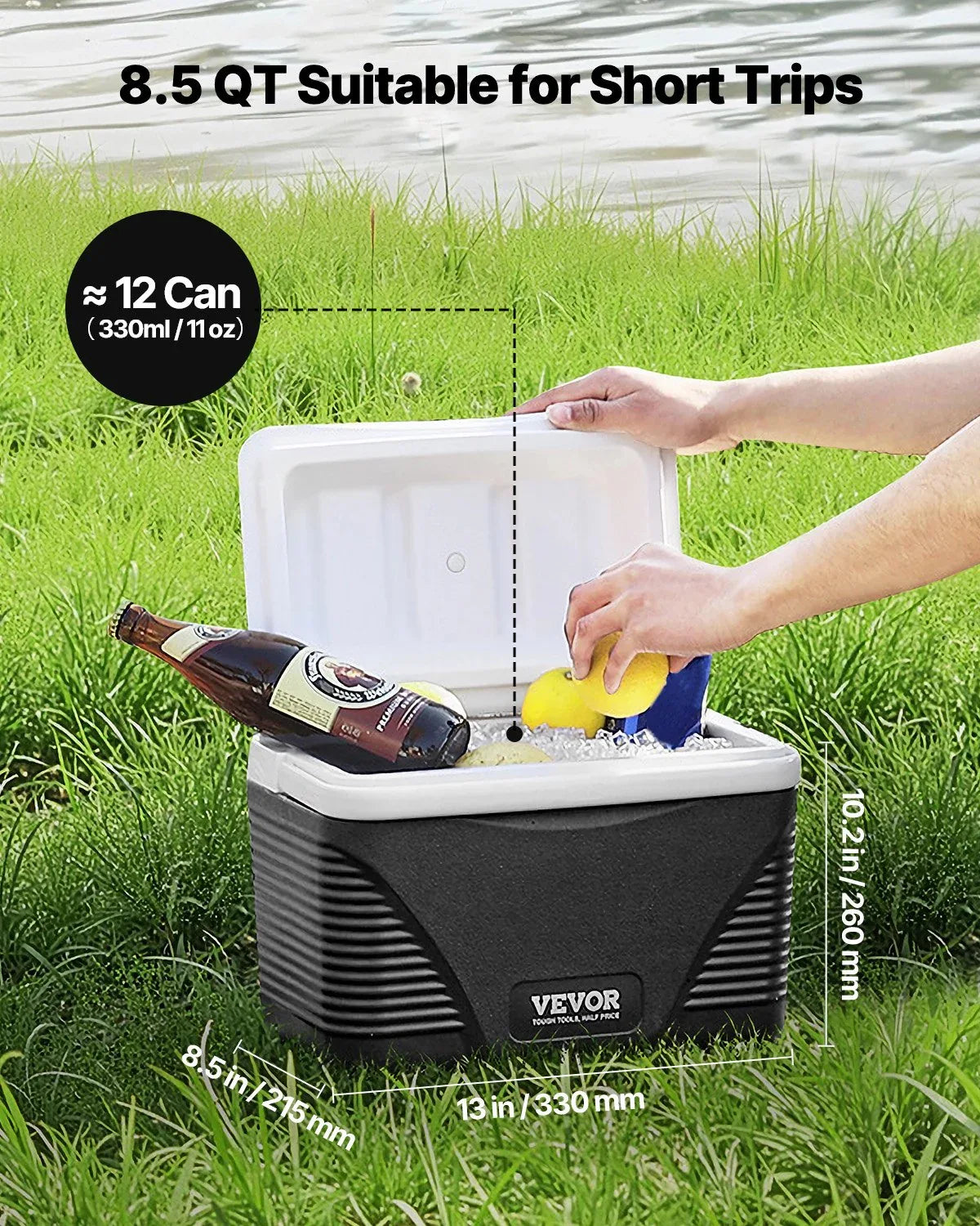 Portable Cooler 8.5 QT Insulated Hard Cooler 12 Can Capacity With Handles - THE MILE MAKER DRIVER SHOP