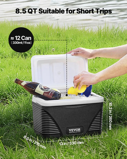 Portable Cooler 8.5 QT Insulated Hard Cooler 12 Can Capacity With Handles - THE MILE MAKER DRIVER SHOP