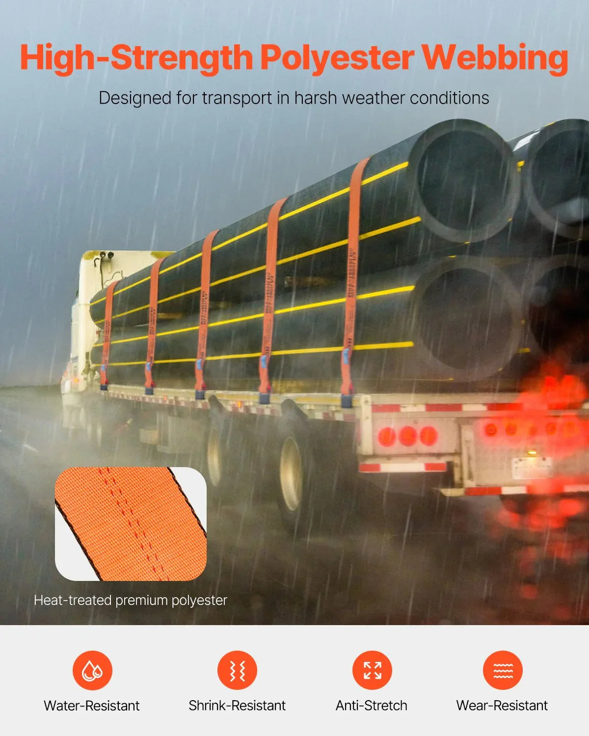 Winch Straps Truck Straps 4 In X 30 Ft With Flat Hook For Towing 10 Pack - THE MILE MAKER DRIVER SHOP