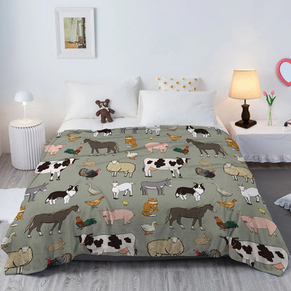 Various Animals Blanket Soft Pig Horse Durable Comfortable Blanket Women Birthday Gift Home Decoration Sofa Couch Office Bed Camping Travel 75x100cm 130x150cm 150x200cm - THE MILE MAKER DRIVER SHOP