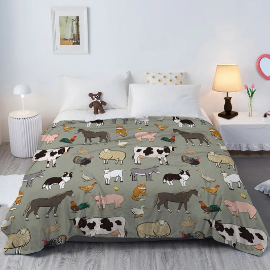 Various Animals Blanket Soft Pig Horse Durable Comfortable Blanket Women Birthday Gift Home Decoration Sofa Couch Office Bed Camping Travel 75x100cm 130x150cm 150x200cm - THE MILE MAKER DRIVER SHOP