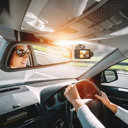 WiFi FHD 1080P 3 Channel Car Dash Cam Front Rear Inside With 32G MMC Card Motion Detection Loop Recording Infrared Night Vision Surveillance Car Camera With App Control - THE MILE MAKER DRIVER SHOP