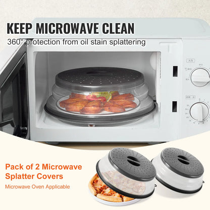 VEVOR 2PCS Microwave Splatter Covers 10.4Collapsible Microwave Food Lid - THE MILE MAKER DRIVER SHOP