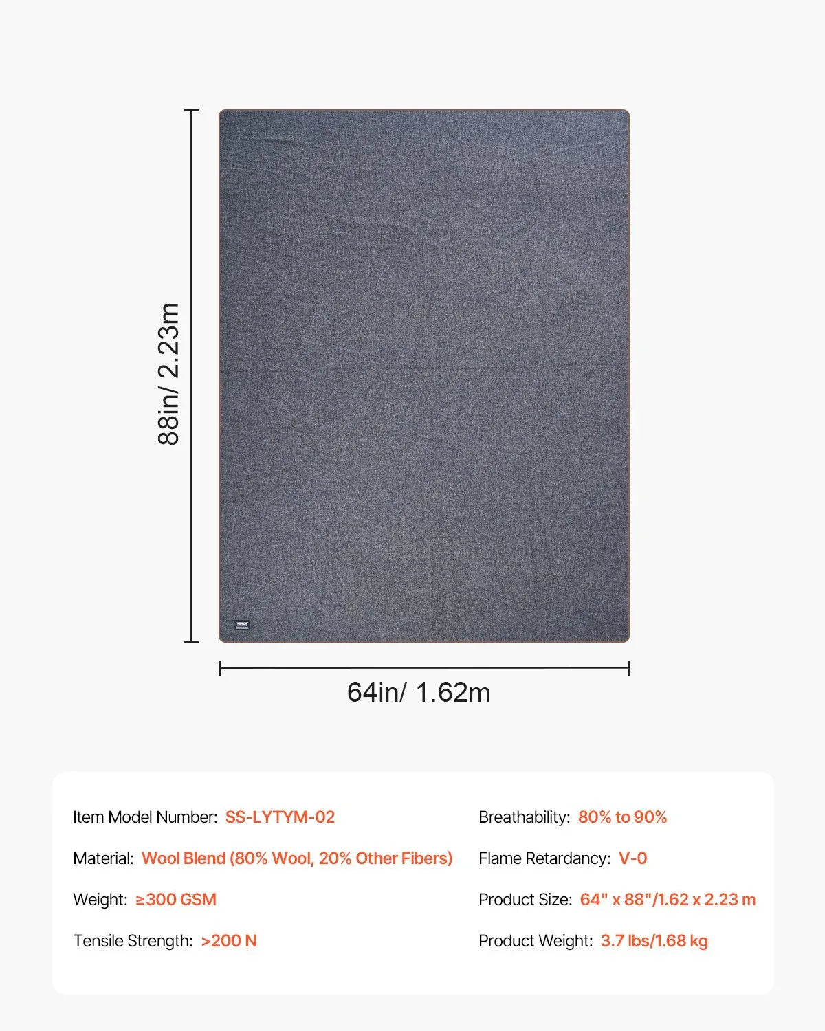 Wool Camping Blanket 64X 88 Warm For Camping Hiking Travel Light Grey - THE MILE MAKER DRIVER SHOP