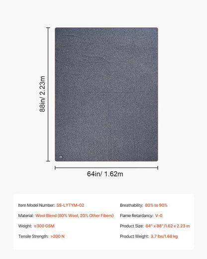 Wool Camping Blanket 64X 88 Warm For Camping Hiking Travel Light Grey - THE MILE MAKER DRIVER SHOP