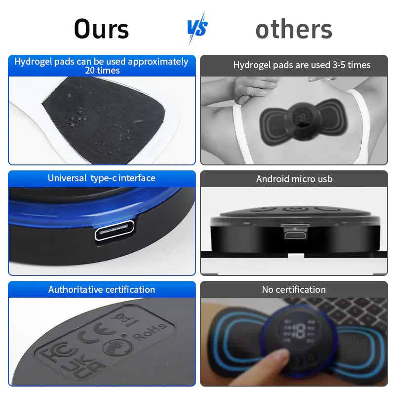 Mini Massager With 5 Pads Portable Electric Muscle Stimulator - Deep Tissue Management Device - Pulse Therapy For Back Shoulder Neck Leg - THE MILE MAKER DRIVER SHOP