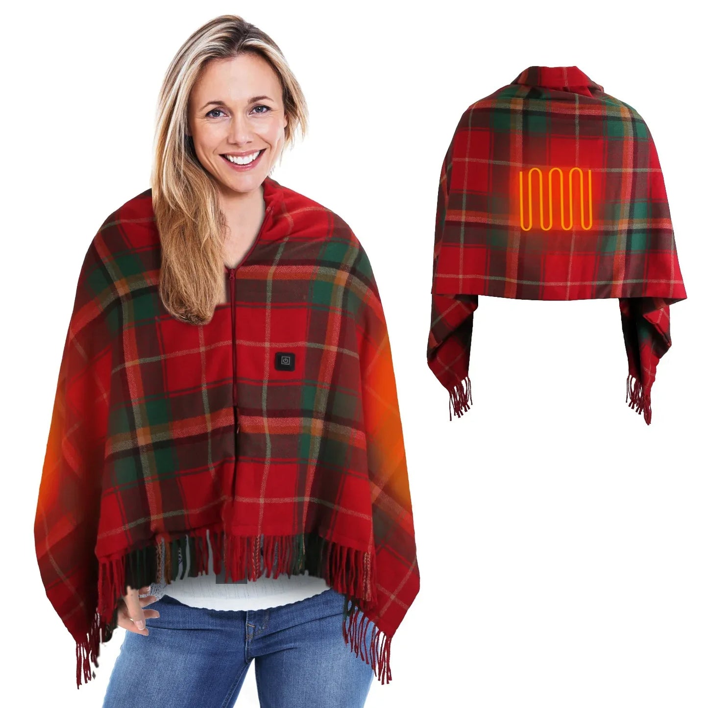 1Pc 79x24In USB Heated Shawl With Teasel Wearable Heating Blanket Electric Throw Wrap Indoor Outdoor With Zipper 3 Heating Levels Machine Washable For Outdoor Home Office - THE MILE MAKER DRIVER SHOP