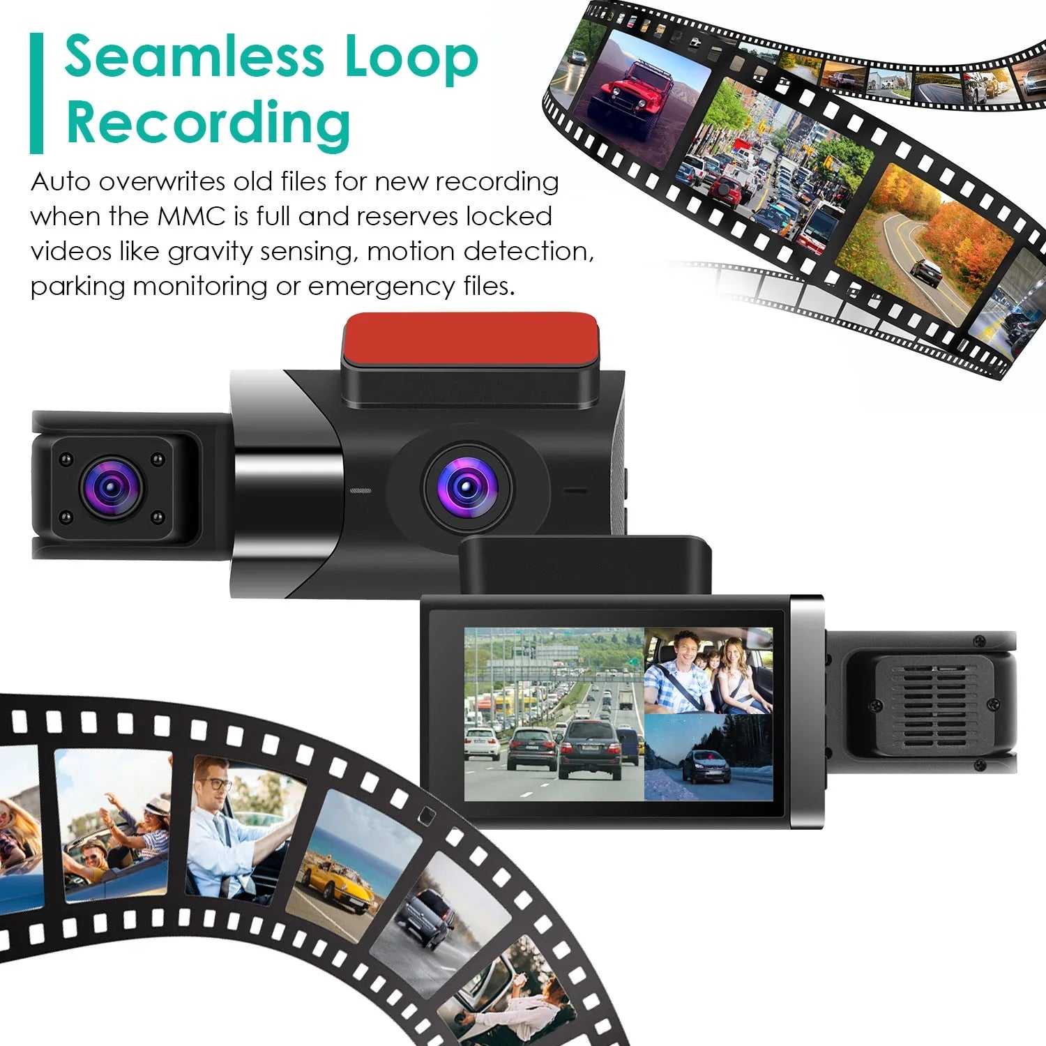 2K Car DVR 3 Channel Dash Cam Camcorder Camera Recorder With 140 Degree Angle GPS WiFi Night Vision G-sensor Loop Recording Parking Monitor - THE MILE MAKER DRIVER SHOP