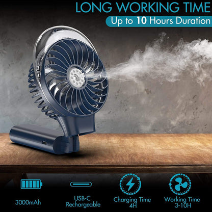 3000mAh Battery Electric USB Mini Cooling Fans Portable Handheld Misting Mist Rechargeable Fan - THE MILE MAKER DRIVER SHOP