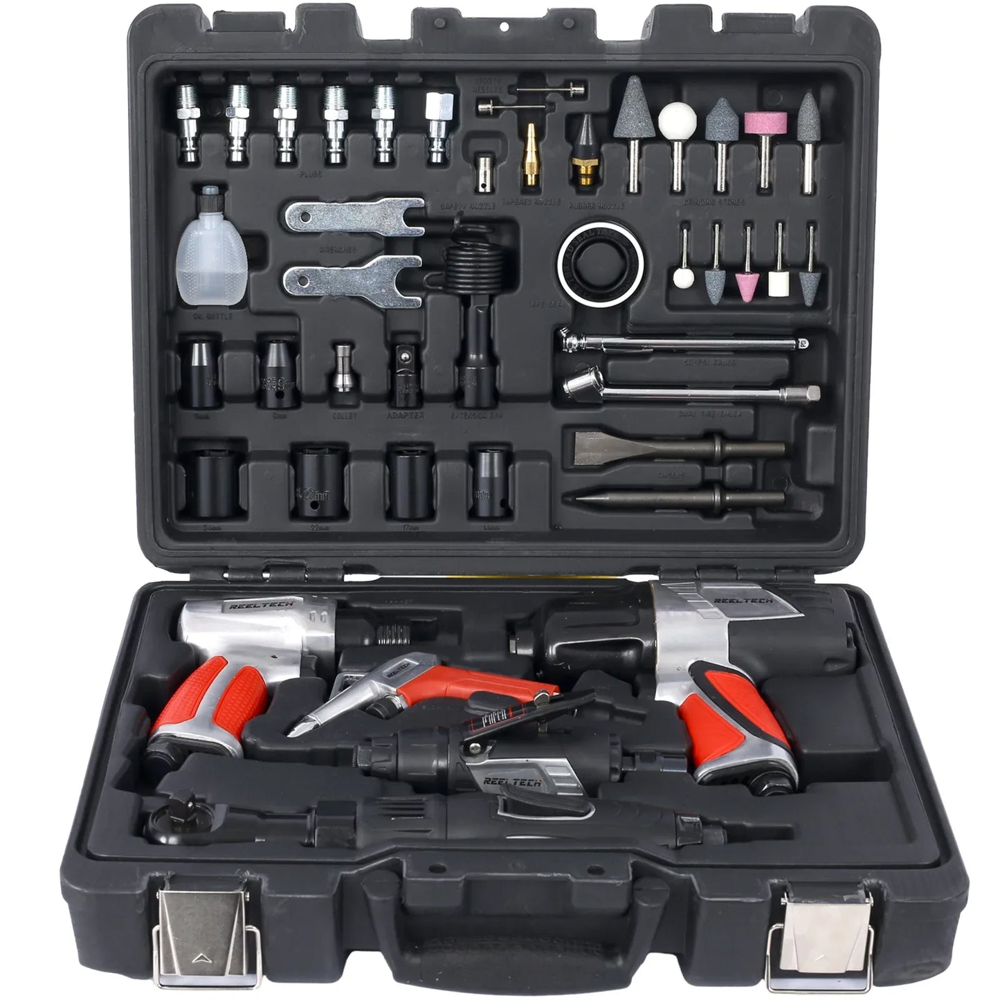 44-Piece Professional Air Tool Accessory Kit - Impact Wrench, Air Ratchet, Die Grinder, Blow Gun, Air Hammer, Dual Air Chuck, Tire Gauge, And Accessories - THE MILE MAKER DRIVER SHOP