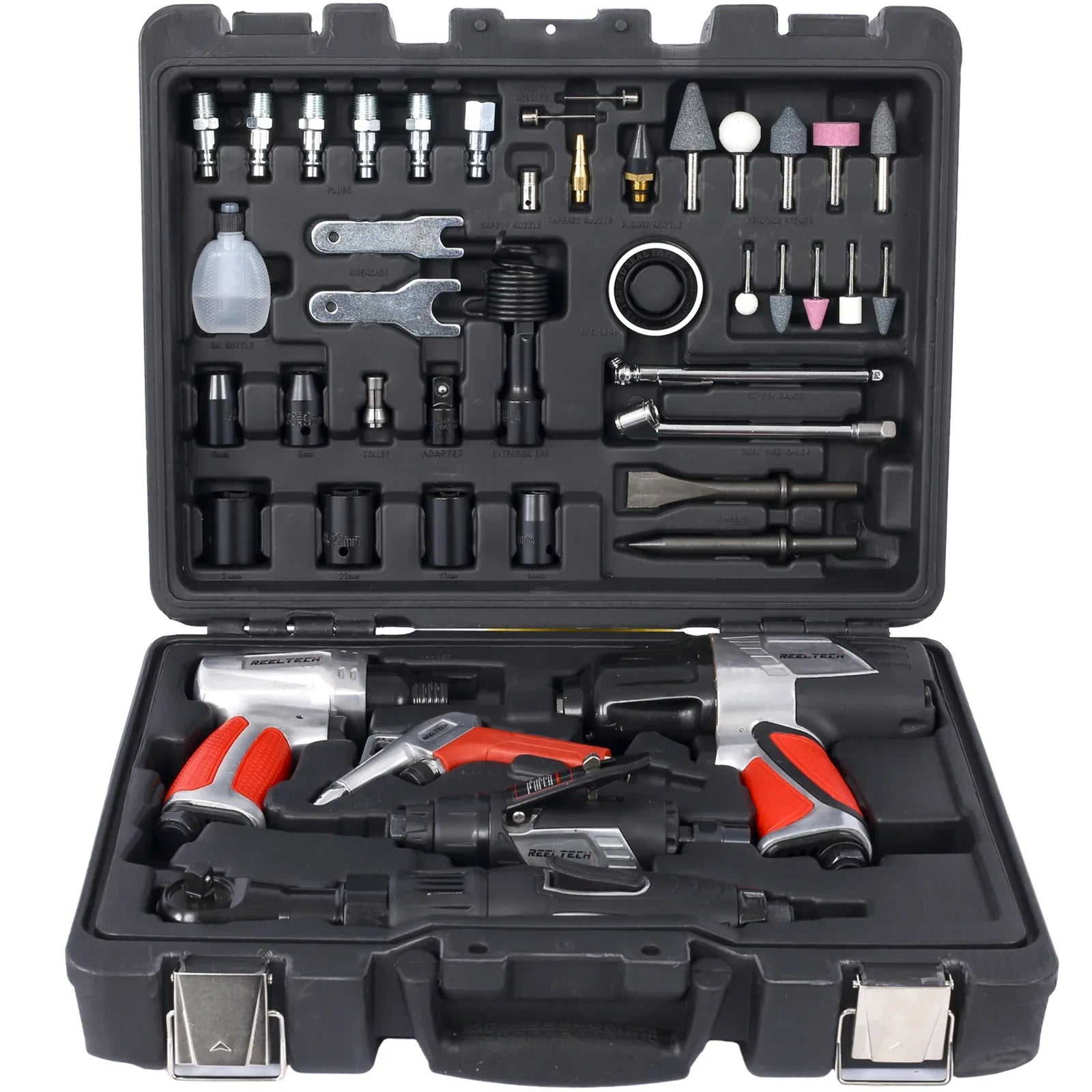 44-Piece Professional Air Tool Accessory Kit - Impact Wrench, Air Ratchet, Die Grinder, Blow Gun, Air Hammer, Dual Air Chuck, Tire Gauge, And Accessories - THE MILE MAKER DRIVER SHOP