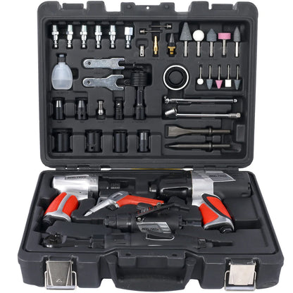 44-Piece Professional Air Tool Accessory Kit - Impact Wrench, Air Ratchet, Die Grinder, Blow Gun, Air Hammer, Dual Air Chuck, Tire Gauge, And Accessories - THE MILE MAKER DRIVER SHOP