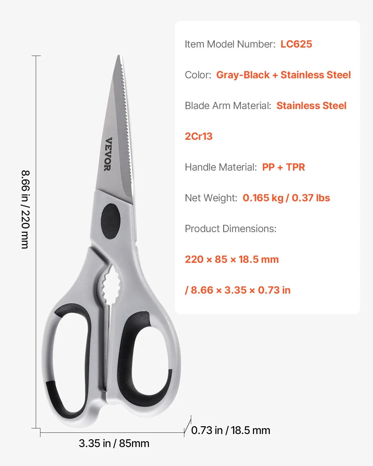 Kitchen Scissors Stainless Steel Kitchen Shears Protective Sheath Grey - THE MILE MAKER DRIVER SHOP