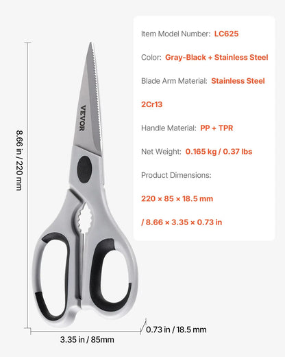 Kitchen Scissors Stainless Steel Kitchen Shears Protective Sheath Grey - THE MILE MAKER DRIVER SHOP