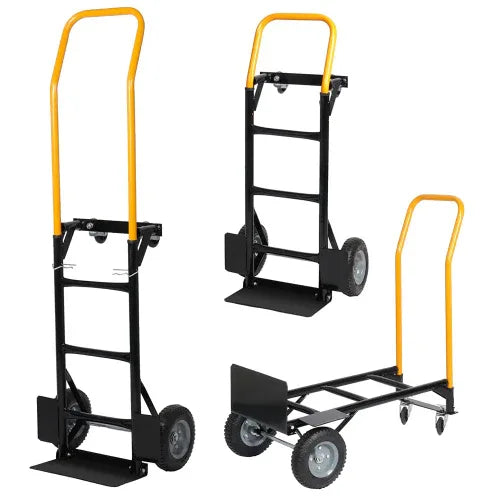 Hand Truck Dual Purpose 2 Wheel Dolly Cart And 4 Wheel Push Cart With Swivel Wheels 330 Lbs Capacity Heavy Duty Platform Cart For Moving Warehouse Garden Grocery - THE MILE MAKER DRIVER SHOP