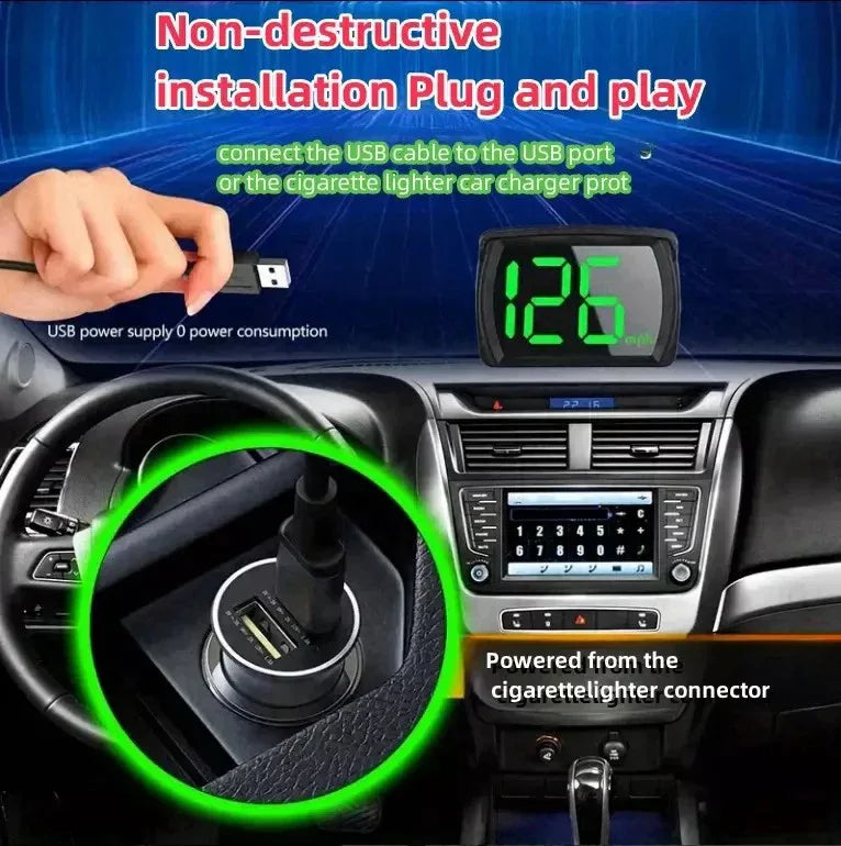 2024 New HUD Car Head-up Display MPH Speed Display 3-inch Multi-function LCD MPH Dashboard - THE MILE MAKER DRIVER SHOP