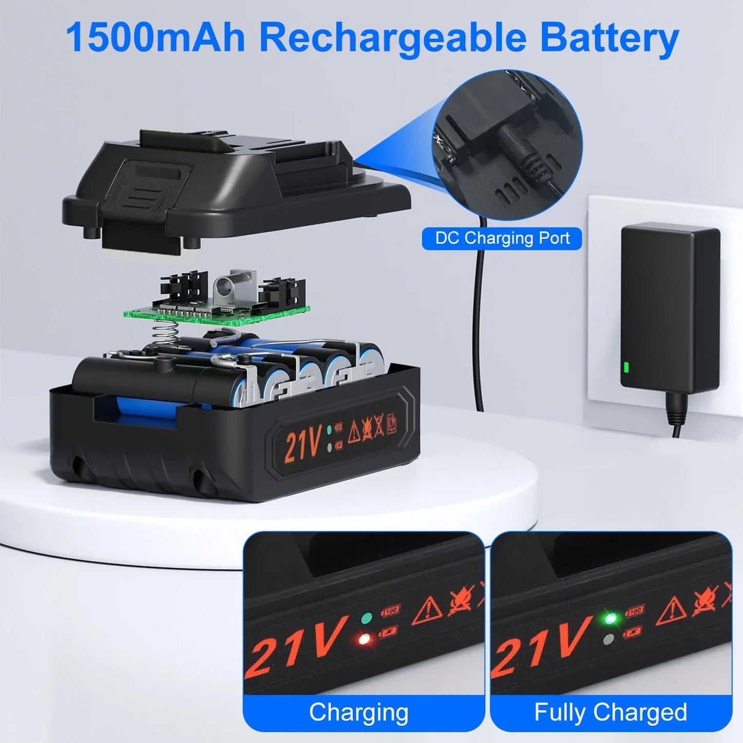 1Pc 140W 150PSI 21V Battery Powered Tire Inflator Cordless Air Inflator Digital Air Compressor With LED Light For Cars Motorcycles Bicycles Balls - THE MILE MAKER DRIVER SHOP